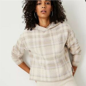 Ann Taylor Plaid Hooded Sweater